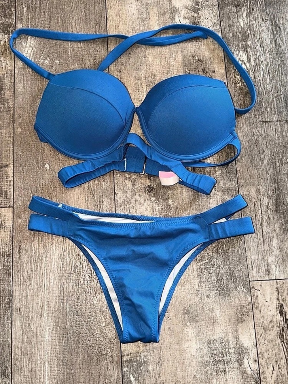 Victoria's Secret Strappy Push-Up Bikini Set Blue 34D
